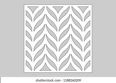 Decorative card for cutting. Leaves foliage feather
pattern. Laser cut. Ratio 1:1. Vector illustration.