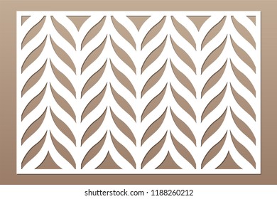 Decorative card for cutting. Leaves foliage feather
pattern. Laser cut. Ratio 2:3. Vector illustration.