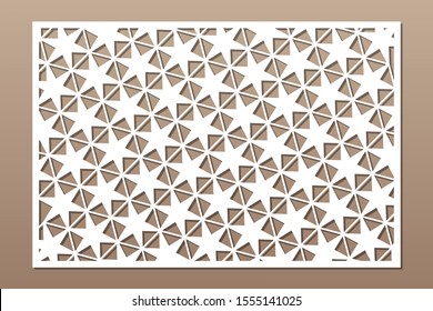 Decorative card for cutting. Linear geometric Star pattern. Laser cut. Ratio 2:3. Vector illustration.