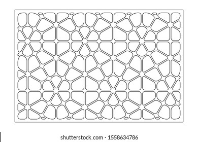 Decorative card for cutting. Linear geometric mosaic pattern. Laser cut. Ratio 2:3. Vector illustration.