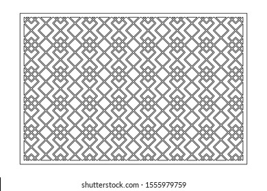 Decorative card for cutting. Linear square geometric celtic weave pattern. Laser cut. Ratio 2:3. Vector illustration.