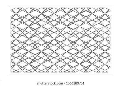 Decorative card for cutting. Lines geometric  pattern. Laser cut. Ratio 3:2. Vector illustration.