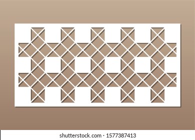 Decorative card for cutting. Recurring Artistic Arab Mosaic pattern. Laser cut. Ratio 1:2. Vector illustration.