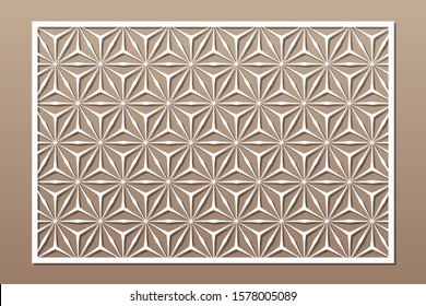 Decorative card for cutting. Recurring Artistic Arab Mosaic pattern. Laser cut. Ratio 3:2. Vector illustration.