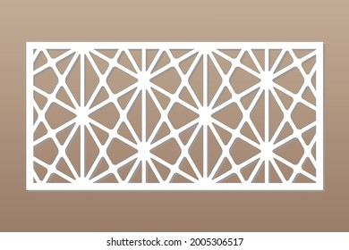 Decorative card for cutting. Recurring Artistic  Mosaic pattern. Laser cut. Ratio 1:2. Vector illustration.