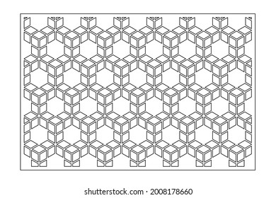 Dekorative Karte zum Schneiden. Wiederkehrendes arabisches Mosaik-Muster. Laserschnitt. Verhältnis 3:2. Vektorgrafik.