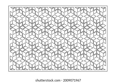Decorative card for cutting. Recurring Artistic  Arab mosaic pattern. Laser cut. Ratio 3:2. Vector illustration.