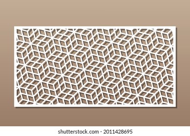 Decorative card for cutting. Recurring Artistic  Arab mosaic pattern. Laser cut. Ratio 1:2. Vector illustration.