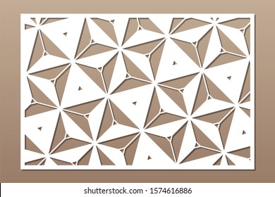 Decorative card for cutting. Recurring geometric mosaic pattern. Laser cut. Ratio 3:2. Vector illustration.