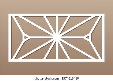 Decorative card for cutting. Recurring geometric mosaic pattern. Laser cut. Ratio 1:2. Vector illustration.
