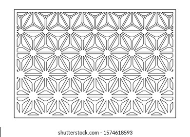 Decorative card for cutting. Recurring geometric mosaic pattern. Laser cut. Ratio 3:2. Vector illustration.
