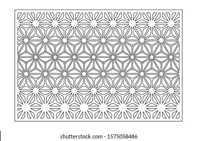 Decorative card for cutting. Recurring geometric mosaic pattern. Laser cut. Ratio 3:2. Vector illustration.
