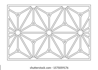 Decorative card for cutting. Recurring geometric mosaic pattern. Laser cut. Ratio 1:2. Vector illustration.