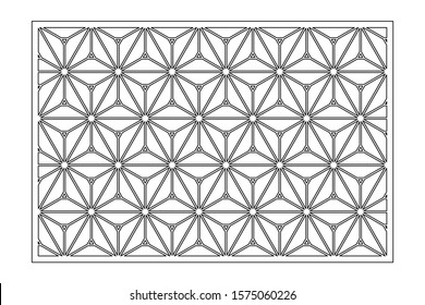 Decorative card for cutting. Recurring geometric mosaic pattern. Laser cut. Ratio 3:2. Vector illustration.