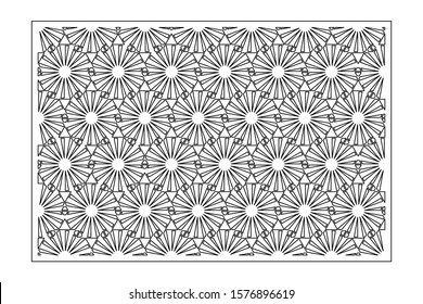 Decorative card for cutting. Recurring linear geometric mosaic pattern. Laser cut. Ratio 3:2. Vector illustration.