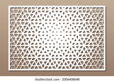 Dekorative Karte zum Schneiden. Wiederholung des arabischen Mosaikmusters. Laserschneiden. Verhältnis 3: 2. Vektorgrafik.