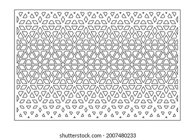 Dekorative Karte zum Schneiden. Wiederholung des arabischen Mosaikmusters. Laserschneiden. Verhältnis 3: 2. Vektorgrafik.