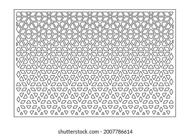 Decorative card for cutting. Repeating artistic arabic mosaic pattern. Laser cutting. Ratio 3: 2. Vector illustration.