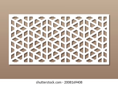 Decorative card for cutting. Repeating artistic arabic mosaic pattern. Laser cutting. The ratio is 1: 2. Vector illustration.