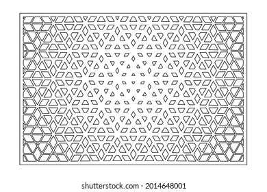 Decorative card for cutting. Repeating artistic arabic mosaic pattern. Laser cutting. Ratio 3: 2. Vector illustration.