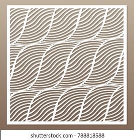 Decorative card for cutting. Rope, squiggly line pattern. Laser cut. Ratio 1:1. Vector illustration.
