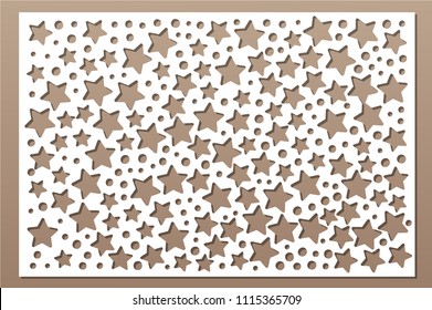 Decorative Card For Cutting. Decorative Star Pattern. Laser Cut Panel. Ratio 2:3. Vector Illustration.