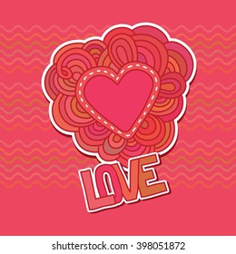 Decorative card in doodle style for declaration of love