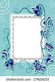 Decorative card with fancy ivy. Frame composition with some shadow and free space for greetings text. Vector elements are grouped.