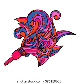 Decorative card with floral pattern. Coloring for adults.