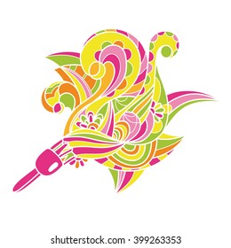 Decorative card with floral pattern. Coloring for adults. Coloring for adults.