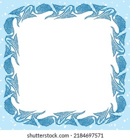 Tarjeta decorativa con marco a partir de hojas texturadas abstractas dibujadas