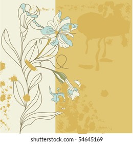 Decorative card with iris flowers