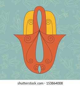 decorative card with jewish hamsa 