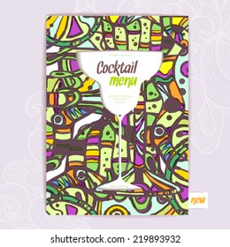 Decorative card menu with cocktail