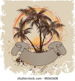 Decorative card with palm trees