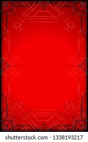 Decorative card patten frame. Black ornament on a red background. Place for the text. Vector illustration.
