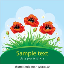 Decorative card with poppy