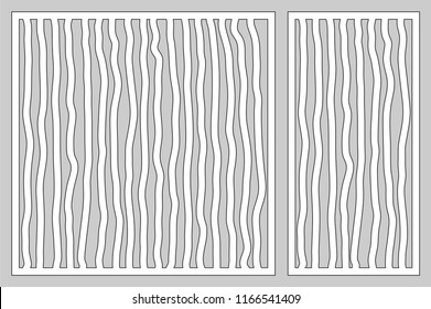 Decorative card set for cutting laser or plotter. Doodle line Pattern panel. Laser cut. Ratio 1:2; 1:1. Vector illustration.