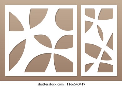 Decorative card set for cutting laser or plotter. Art deco style panel. Laser cut. Ratio 1:1; 1:2. Vector illustration.