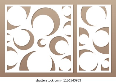 Juego de tarjetas decorativas para cortar láser o trazador. Panel de diseño Art Déco. Corte láser. Relación 1:2, 1:1. Ilustración vectorial.
