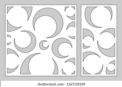 Decorative card set for cutting laser or plotter. Art deco pattern panel. Laser cut. Ratio 1:2, 1:1. Vector illustration.