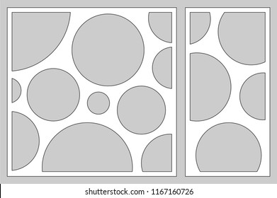 Decorative card set for cutting laser or plotter. geometric art circle pattern panel. Laser cut. Ratio 1:2, 1:1. Vector illustration.