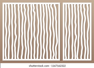 Decorative card set for cutting laser or plotter. Doodle line Pattern panel. Laser cut. Ratio 1:2; 1:1. Vector illustration.