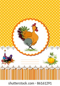 Decorative card  for Thanksgiving Day with Turkey and room for text.