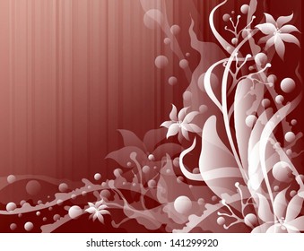 decorative card with white flowers on a claret background