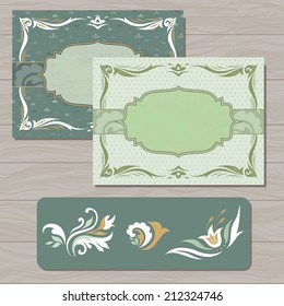 Decorative cards vector template | Invitation, congratulation cards with elegant eastern vintage ornaments