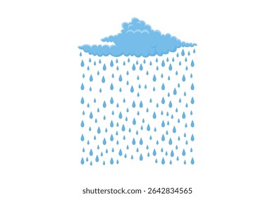 Decorative cartoon clouds with pastel raindrops, flat style vector illustration, seamless weather pattern, cute and artistic sky design, rain background for fabric, kids books, and digital art

