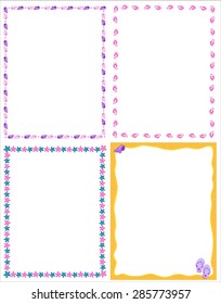 Decorative cartoon frames and borders set #4 vector. Summer sea vacation. 8.5" by 11"