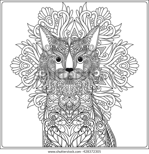 Download Decorative Cat Mandala Vector Illustration Adult Stock ...