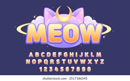 decorative cat planet editable text effect design